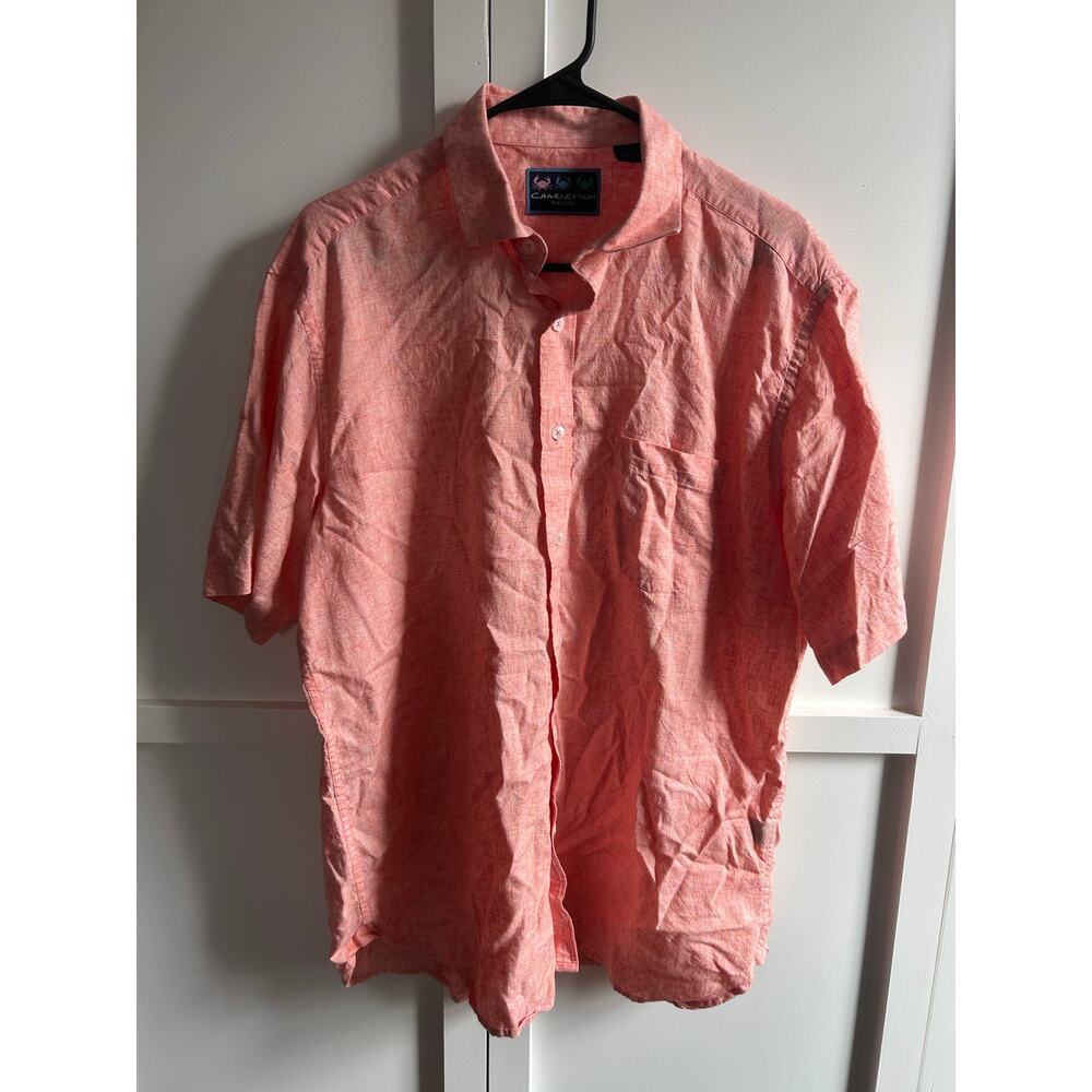 Charleston Threads Large Peach Men’s Short Sleeve Casual Button Up